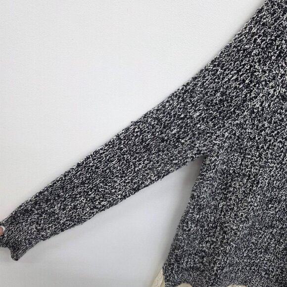 Soft Surroundings M Black White Marled Knit Lace Hem Tunic Sweater Boho Cozy - Picture 7 of 15